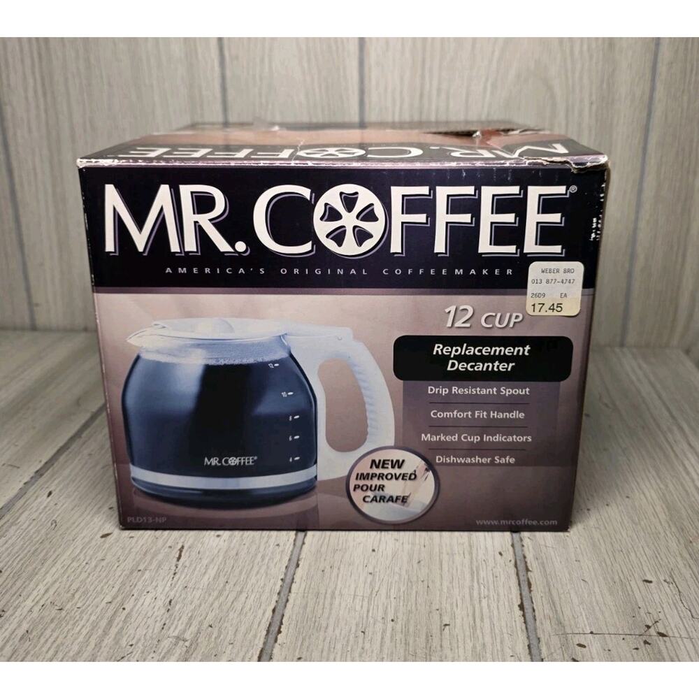 Mr. Coffeemaker Pot Coffee Replacement 12-Cup Glass Carafe White New In Box